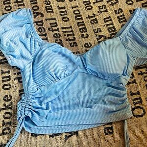 Light blue crop top, Small (3-5), No Boundaries. Stretchy fabric, never worn.